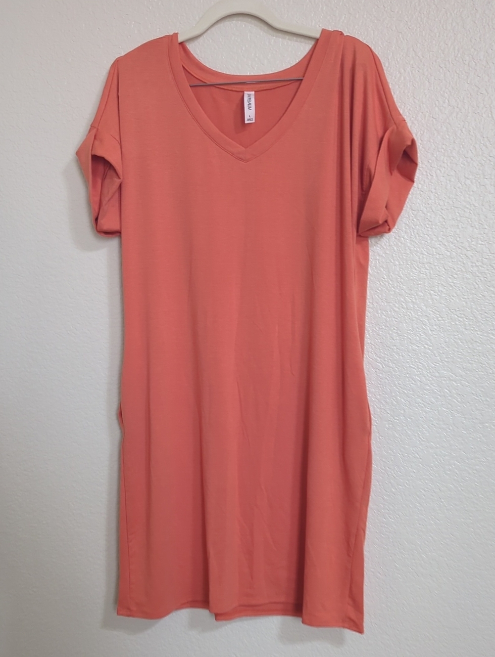 Zenana Premium Coral V-Neck Tunic Dress